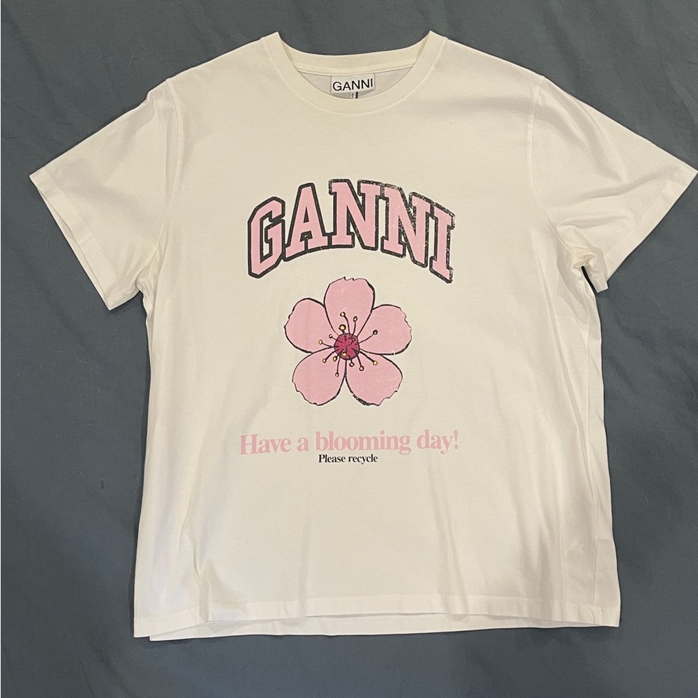 Ganni White Cherry Blossom T-Shirt